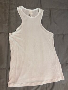 H&M White Ribbed Racerback Tank Top